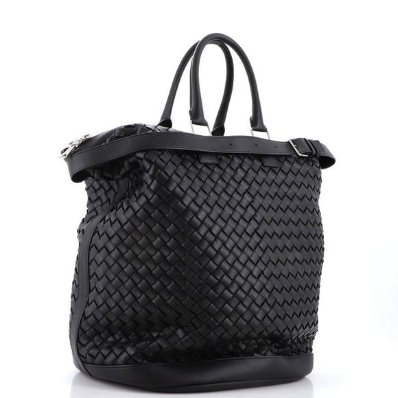 Bottega Veneta Convertible Zip Bucket Tote Intrecciato Leather Large Black - Picture 3 of 7